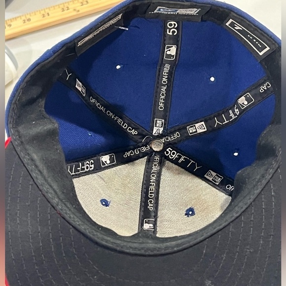 Chicago Cubs Authentic On-Field New Era Size 7 Fleece Navy Red Retro Hat MLB - Picture 5 of 8